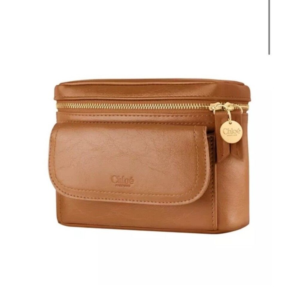 Authentic Chloe Parfums Cosmetic Case W/ Goldtone Hardware Vanity Case Travel